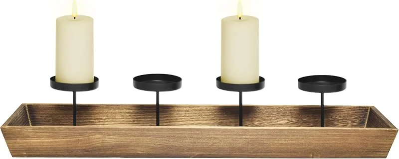Besuche den Spetebo-Store Holz Advents Kerzenleuchter mit 4 Kerzentellern, 56 x 12 cm — Advent und Tisch