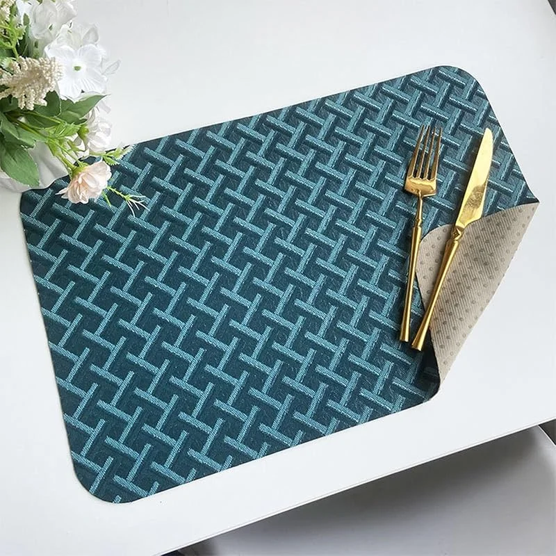 Besuche den Epinki-Store Epinki Tischset Weihnachten Quadratisch, 2Pcs Set 30x45CM Platzdeckchen Abwaschbar Natur Jacquard Geometrisch Muster aus Polyester, Tischuntersetzer Couchtisch Dunkel Grün für küche Speisetisch — Küche & Haushalt