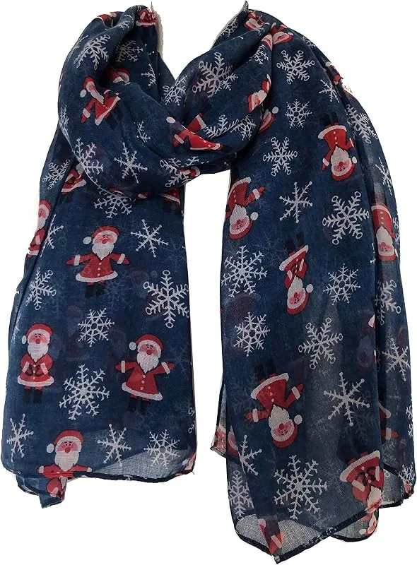 Marke: Pamper Yourself Now Pamper Yourself Now Blauer-Weihnachtsmann Damen Schall(Blue Father Christmas Ladies Scarf) — Weihnachtsmode