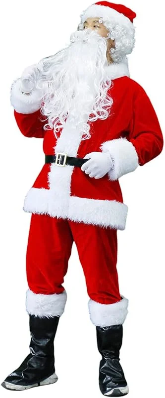 Marke: Generisch Generisch Deluxe-Kostüm für Erwachsene, kompletter Anzug und Bart, Nikolauskostüm - Weihnachtsmannkostüm - Santa Costume - für Weihnachten - Kostüm für Nikolaus - Weihnachtsmann - Santa Claus, Herren — Weihnachtsmode