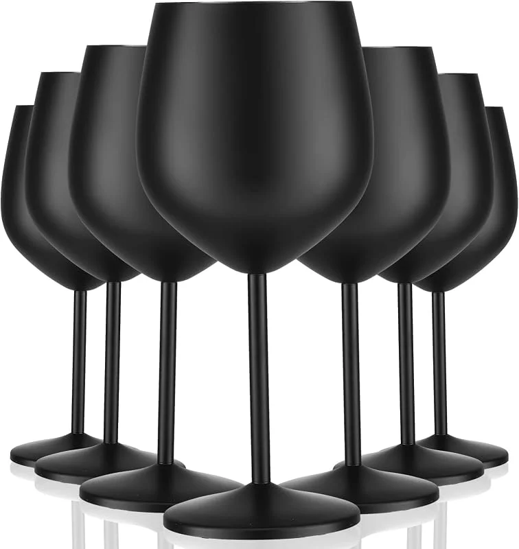 Marke: Zopeal Zopeal Weingläser aus Edelstahl, 530 ml, Edelstahl-Stiel, unzerbrechliche Metallbecher für Outdoor, Camping, Reisen, Picknick, Weihnachten, Party, Hochzeit, Jahrestag, Geburtstag, Veranstaltung — Wein und Festtafel