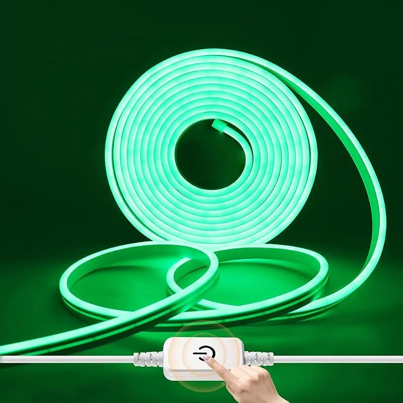 Marke: HEGEHE Dimmbar Neon LED Streifen, 12V 2835 LED Strip Wasserdicht Diffusion Silikon Neon Flex LED Lichtband Schlauch für Innen Aussenbereich Heim Küche DIY Deko (Grün, 2M) — Weihnachtsbeleuchtung