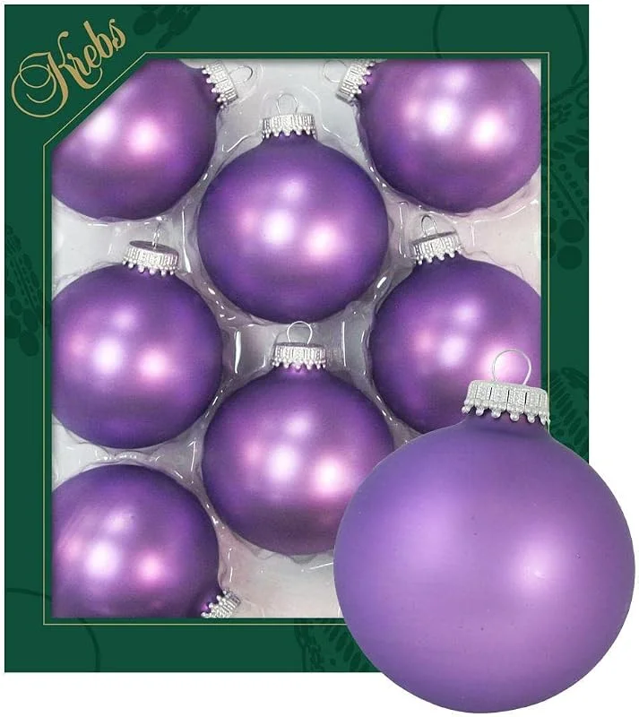 Besuche den Dekohelden24-Store Dekohelden24 Lauschaer Christbaumschmuck - 8er Set Kugeln Uni matt Satin helllila, 6, 7 cm, mit silbernem Krönchen + 50 Schnellaufhänger in Silber — Weihnachtsdeko