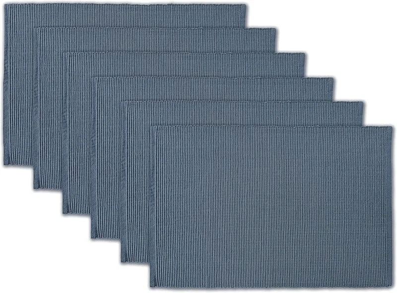 Marke: AVKA Studio AVKA Studio Platzsets aus 100% Baumwolle, gerippt, 6 Stück, 33 x 48 cm, bläuliches Grau, für den täglichen Gebrauch, Dicke Konstruktion, waschbar, wiederverwendbar — Advent und Tisch