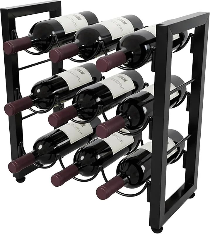Besuche den Relaxdays-Store Relaxdays Weinregal, 9 Flaschen, Metall, HxBxT: 36 x 35 x 17 cm, Weinhalter stehend, Küche & Bar, Weinständer, Farbwahl — Küche & Haushalt