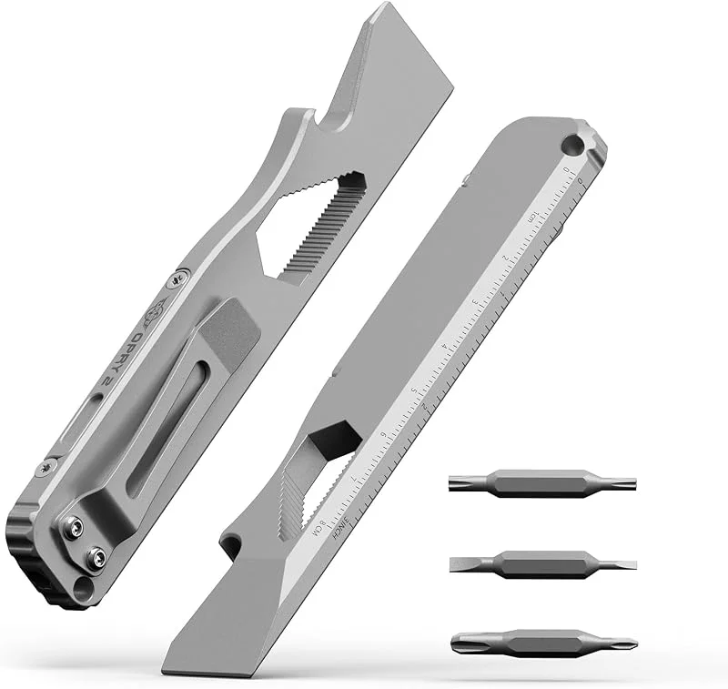 Besuche den OKNIFE-Store OKNIFE Opry Multitool EDC Ti Brecheisen Set, Flaschenöffner, Nagelzieher mit Sechskantschlüssel, Schraube und Taschenclip — Wein und Festtafel
