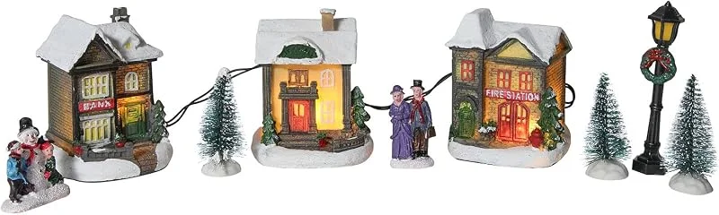 Besuche den Spetebo-Store Spetebo LED Weihnachtsdorf mit 3 LED beleuchtet - Set 10-teilig - Weihnachtsstadt Tischdeko Fensterdeko — Weihnachtsdeko