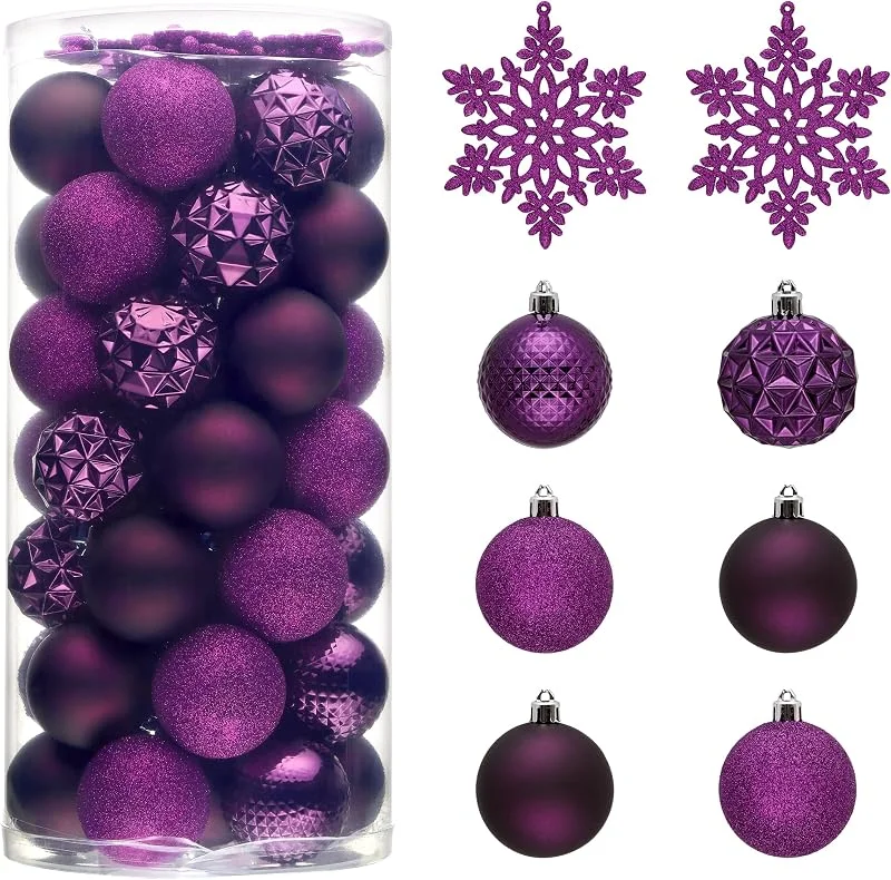 Besuche den Valery Madelyn-Store Valery Madelyn Weihnachtsbaumschmuck-Set für den 4. Juli, Herbst, Halloween, 50 Stück, 50 cm, violett, bruchsicher, Weihnachtskugel, Ornamente, hängende Weihnachtsfeiertagsparty-Dekoration — Weihnachtsdeko