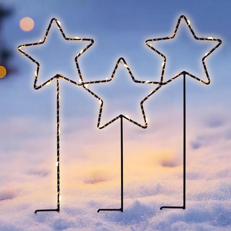 Besuche den Spetebo-Store Spetebo LED Gartenstecker Metall 3 Sterne mit Timer - 46 x 40 cm — Weihnachtsbeleuchtung