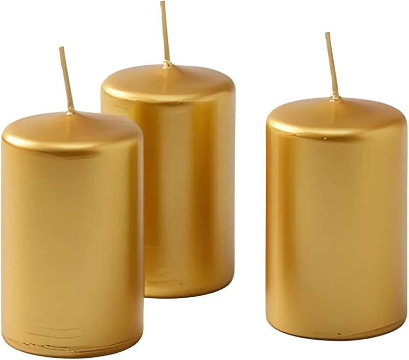 Marke: Cereria Di Giorgio CERERIA DI Giorgio risthò Stumpenkerzen, Wachs, Gold, 4 x 4 x 7 cm, 12 Stück — Advent und Tisch