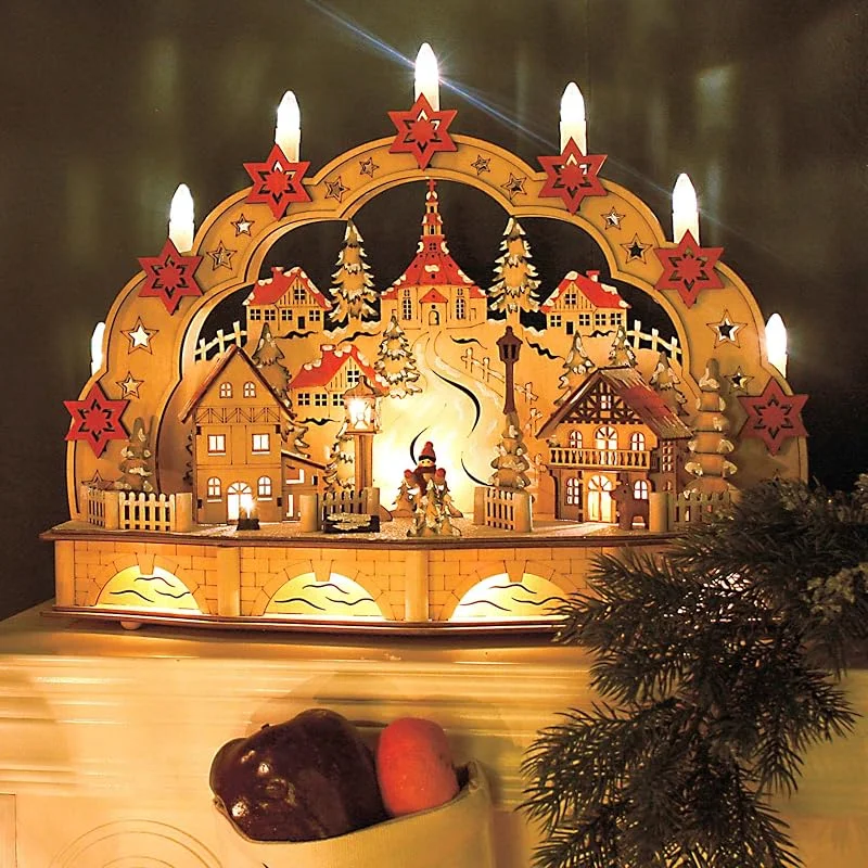 Besuche den hellum-Store hellum LED Holz Schwibbogen Seiffen, mit Timer & Batterie für innen — Weihnachtsdeko