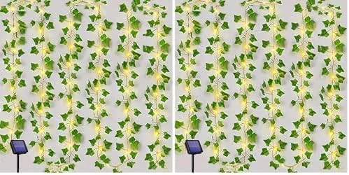 Besuche den Joysing-Store Solar Lichterkette Aussen 10M100 LED Solar Efeu Lichterkette, 8 Modi Efeu Künstlich Lichterkette Wasserdicht Efeu Girlande mit Lichterkette für Wand Party Garten Deko Aussen (Packung mit 2) — Weihnachtsbeleuchtung