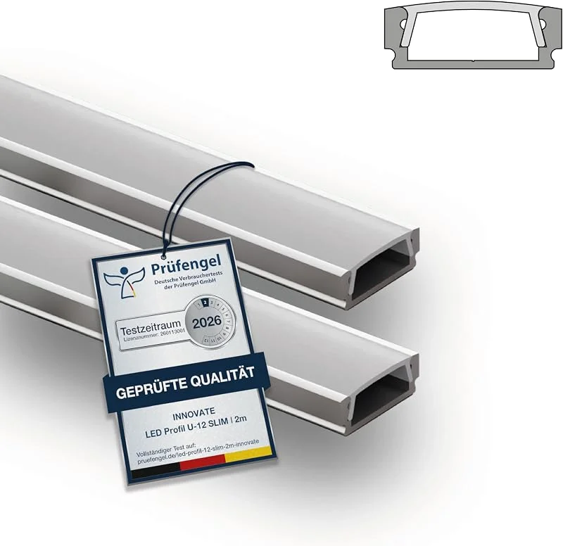 Besuche den INNOVATE-Store INNOVATE U-12 SLIM LED Profil 2m Silber 2er-Set 17x 6mm Diffusor Milchig — Weihnachtsbeleuchtung