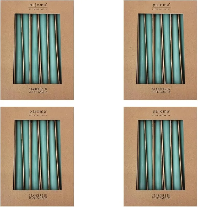Besuche den pajoma-Store Stabkerzen 40er-Set, Grün, Höhe 25 cm ø 2, 2 cm, Brenndauer 7 Stunden - Premium Qualität, einfarbige Spitzenkerzen, pajoma® — Kerzenlicht Abendessen