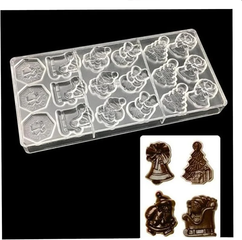 Marke: Valink Schokoladenform aus Polycarbonat, 3D-Form, transparent, handgefertigt, Schokolade, PC-Form, Weihnachtsschokolade, Backformen, Süßigkeiten, Gelee, Dessert-Form (Weihnachten C) — Weihnachtskueche