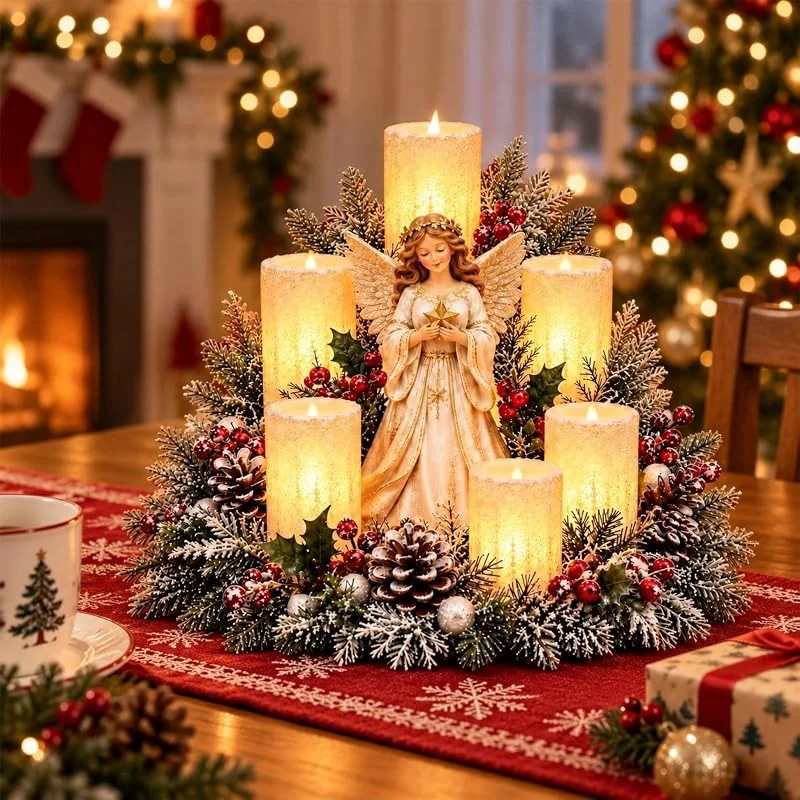 Besuche den maykawe-Store Adventskranz LED Kerzen: Beleuchtetes Weihnachtsgesteck Tischdeko — Advent und Tisch