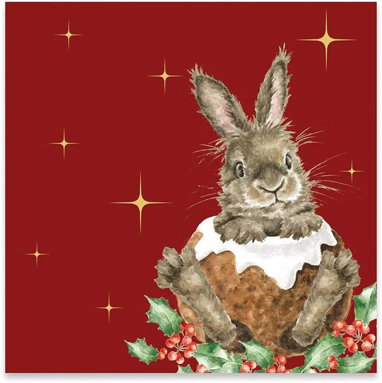Marke: Wrendale Designs Wrendale - K056 - Cocktail Servietten, Weihnachten, Papier, 20 Stück, Hase, Merry Little Christmas, 25cm x 25cm, 3 Lagig — Advent und Tisch