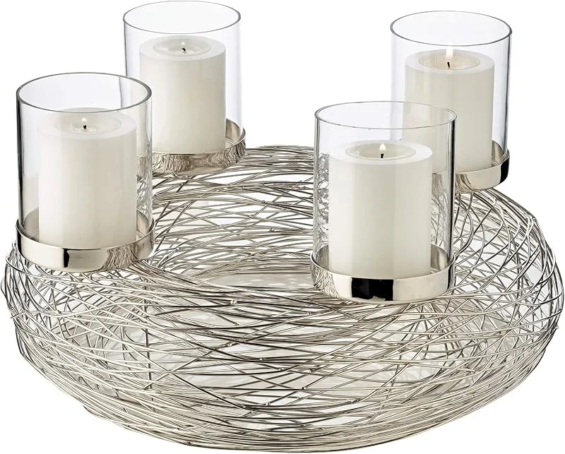 Besuche den EDZARD-Store EDZARD Adventskranz RIMINI Edelstahl vernickelt Ø 36 cm — Kerzenlicht Abendessen