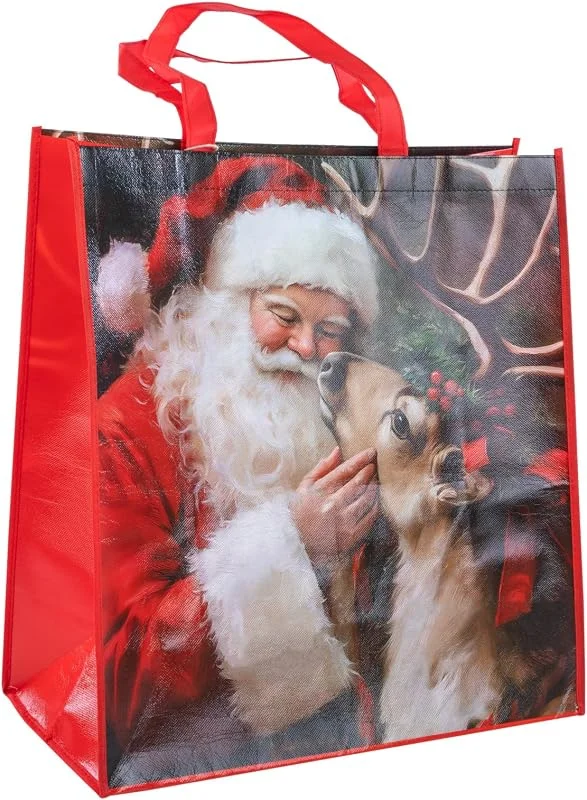 Besuche den Idena-Store Idena Tragetasche Weihnachtsmann & Rentier, 45 x 45 x 20 cm — Geschenkverpackung