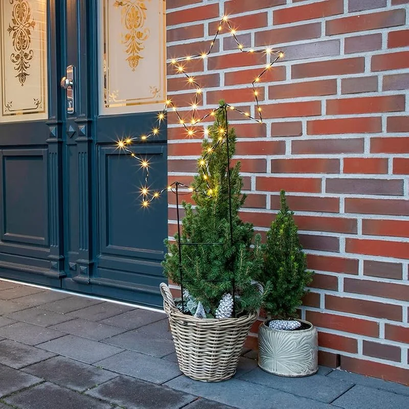 Marke: Haushalt International 2er Set LED Gartenstecker Sterne mit 50 warmweißen LEDs Weihnachtsstern 50x100 cm mit 6, 18h Timerfunktion Außenbereich Gartenstäbe Weihnachtsbeleuchtung Weihnachtsdeko Gartendeko beleuchtet