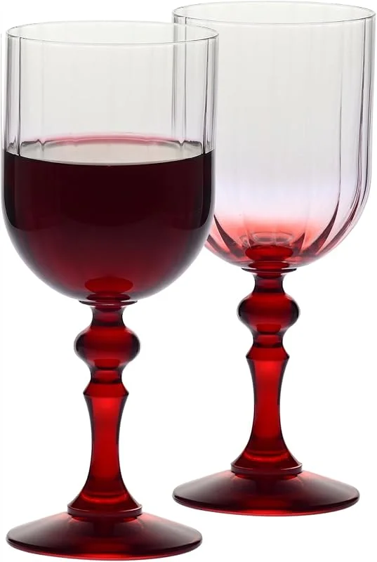 Besuche den Krosno-Store Krosno Weingläser 2er Set, 300 ml, Rot Stiel, Celebration Moments Bubble — Wein und Festtafel
