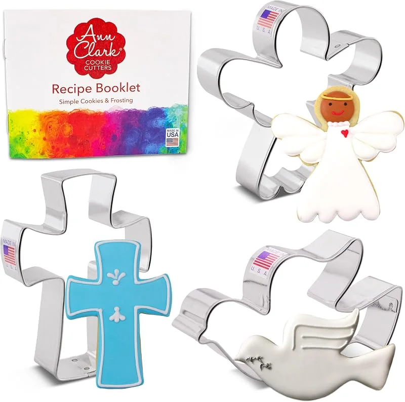 Besuche den Ann Clark Cookie Cutters-Store Ann Clark Ausstechformen - Religiöse Weihnachten - 3 Teile Set - Engel, Kreuz, Friedenstaube - US verzinnter Stahl — Weihnachtskueche