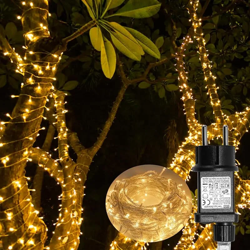 Besuche den Daromigo-Store Daromigo LED lichterkette außen 30m 300LEDs lichterketten mit Stecker IP44 Wasserdicht Strom Lichterkette Außen Innen für Weihnachten Ostern Halloween Hochzeit Party Warmweiß, Klarer Kabel — Weihnachtsbeleuchtung