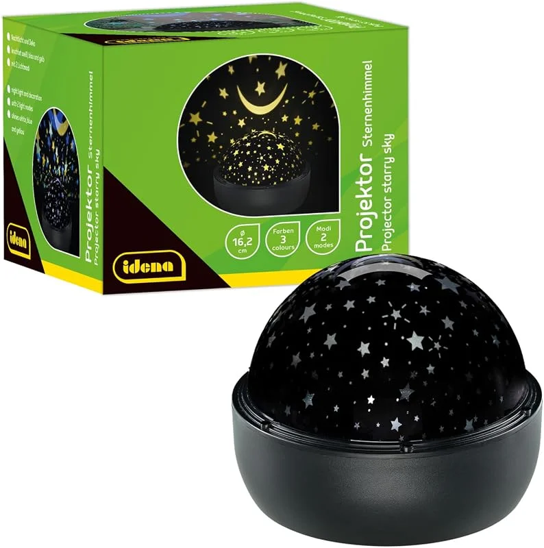 Besuche den Idena-Store Idena 50145 - LED Projektor Sternenhimmel, leuchtet in den Farben Weiß, Blau und Gelb, LED Sternenhimmel Projektor mit 2 Modi, für Innen, batteriebetrieben, ca. 16, 2 x 13 cm — Weihnachtsbeleuchtung