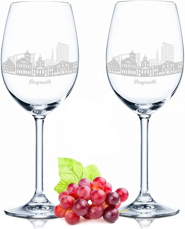 Besuche den GRAVURZEILE-Store GRAVURZEILE Weingläser mit Gravur – Bayreuth Geschenk im 2er Set - Weingeschenk - Souvenir Andenken & Mitbringsel - Geburtstagsgeschenk für Sie & Ihn — Wein und Festtafel