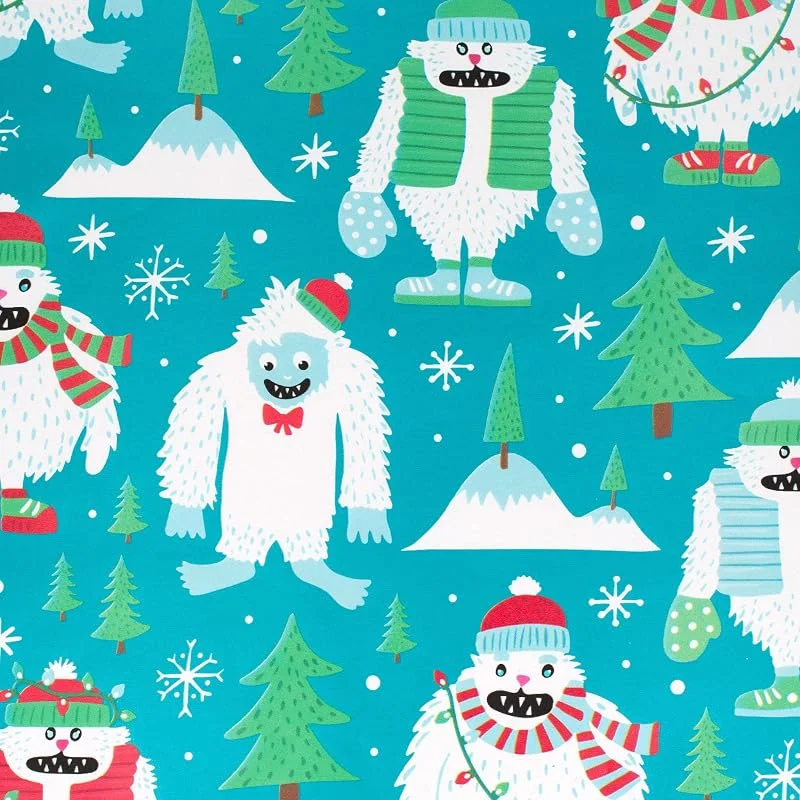 Marke: Star Weihnachtsgeschenkpapier 70cm x 2m Rolle Winter Monster - Geschenkpapier mit Motiv für Weihnachten - Geschenkpapierrolle mit Weihnachtsmotiv - Weihnachtspapier für Kinder Jungen Türkis — Geschenkverpackung