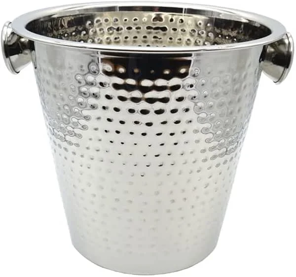 Marke: marion10020 Sektkühler Champagnerkühler Weinkühler Flaschenkühler Getränkekühler Champagner-Kühler, Edelstahl, gehämmert, ca. 24 x 21 cm — Wein und Festtafel