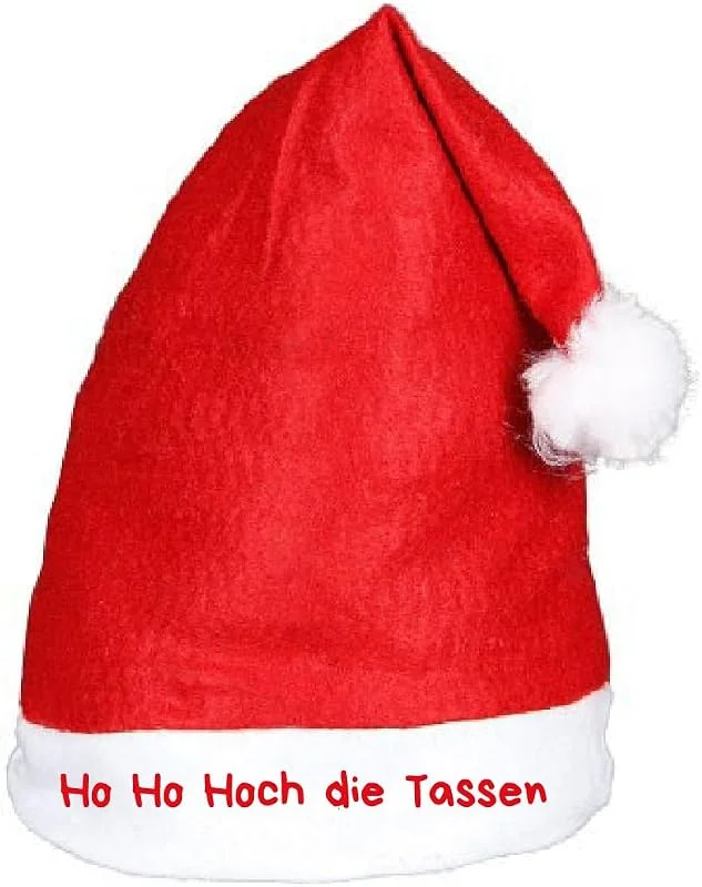 Marke: Alsino Alsino Witzige Weihnachtsmütze Nikolausmütze mit Spruch Sprüche Lustig - Weihnachtsmann Mütze rot mit Bommel Weihnachtsfeier Xmas Christmas Nikolaus — Weihnachtsmode