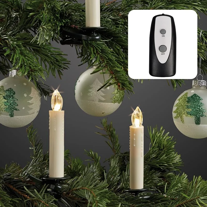 Besuche den hellum-Store hellum 10 LED Baumkerzen kabellos Basis-Set, mit Batterie & Fernbedienung — Weihnachtsbeleuchtung
