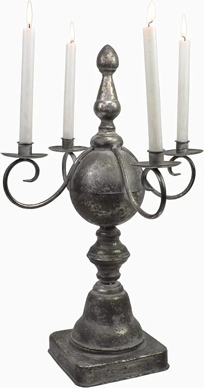 Besuche den CHICCIE-Store Alu Kerzenleuchter 60cm Für 4 Stabkerzen Silber Grau - 4-Armig Vintage Kerzenhalter Kerzenständer — Kerzenlicht Abendessen