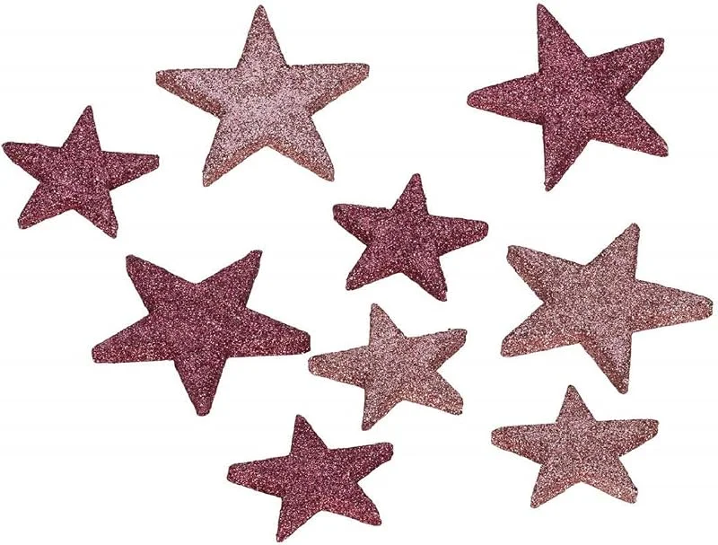 Marke: Dio Dio dekorative weihnachtliche große Streudeko Tischdeko Basteldeko Sterne mit Glitzer Silber-Champagner, rosa-pink und rot (12, rosa-pink) — Advent und Tisch