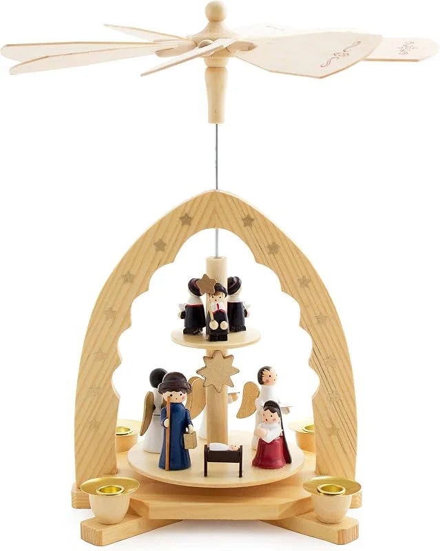 Besuche den BRUBAKER-Store BRUBAKER 2-stöckige Weihnachtspyramide aus Holz - 30 cm — Weihnachtsdeko