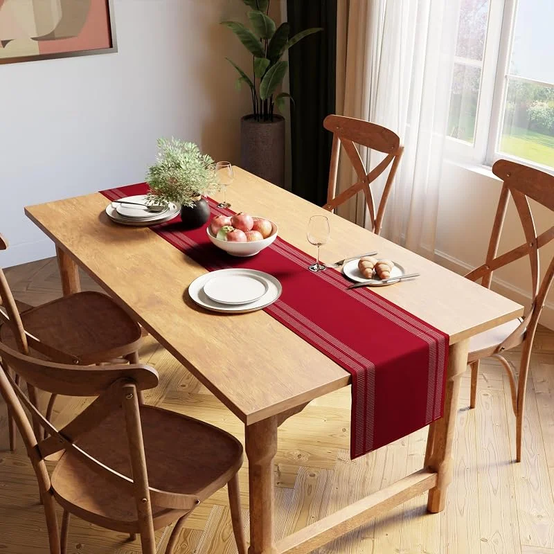 Besuche den Encasa XO-Store Encasa XO Tischläufer, Feinripp Baumwolle, Modern 13"x54" — Küche & Haushalt