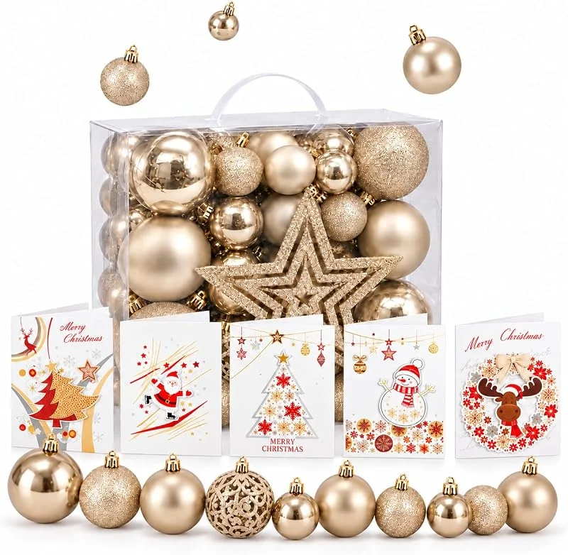 Marke: Onbest ONBEST Weihnachtsbaumkugeln 51er Set mit Sternspitze, 3, 4, 6 cm — Weihnachtsdeko