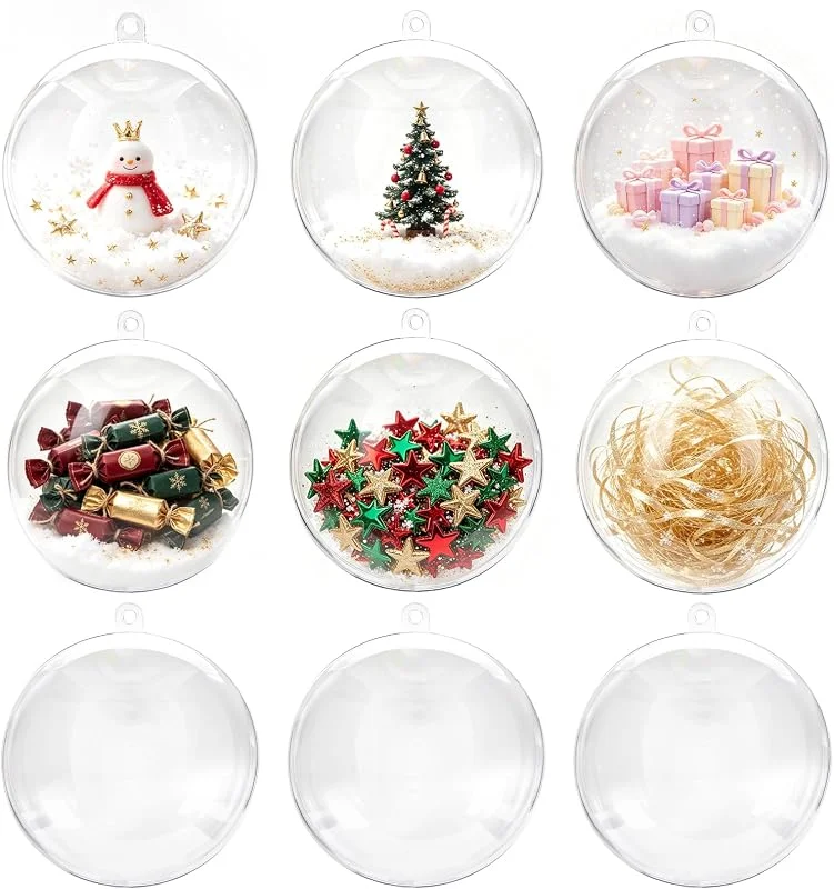 Besuche den himaly-Store himaly 20 Stücke Acrylkugeln Transparent Set Christbaumkugeln Weihnachtskugeln Acryl Kugeln Durchsichtige Kunststoffkugeln Saisonal Dekoration Geschenk Weihnachtsbaumschmuck Party(80mm) — Weihnachtsdeko