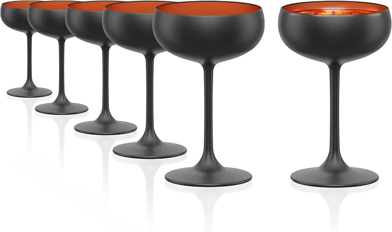 Besuche den Stölzle Lausitz-Store Stölzle Lausitz Elements Sektschalen Schwarz-Bronze 230 ml, 6er-Set — Wein und Festtafel