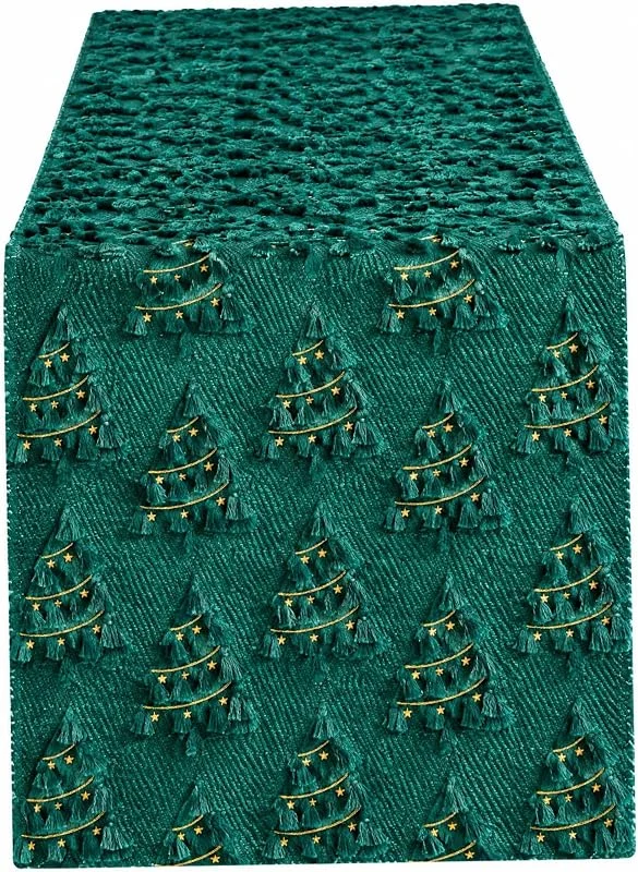 Marke: Ginwrek Weihnachts-Tischläufer 33 x 183 cm grüne Weihnachtsbaum-Tischdekoration — Küche & Haushalt