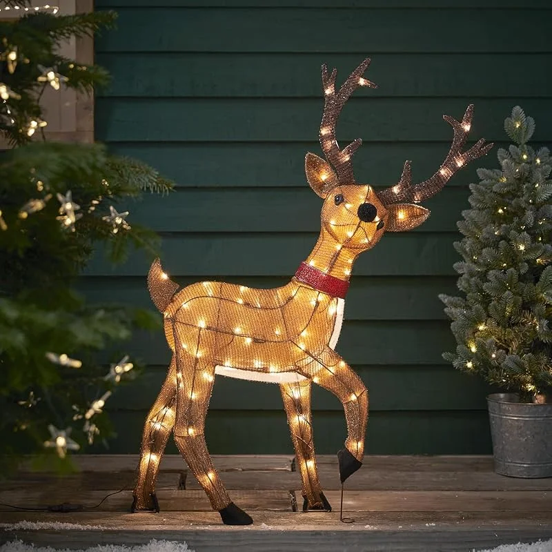 Besuche den Lights4fun-Store Lights4fun 80er LED Rentier Weihnachtsbeleuchtung Außen Weihnachtsfigur Timer 100cm — Weihnachtsdeko