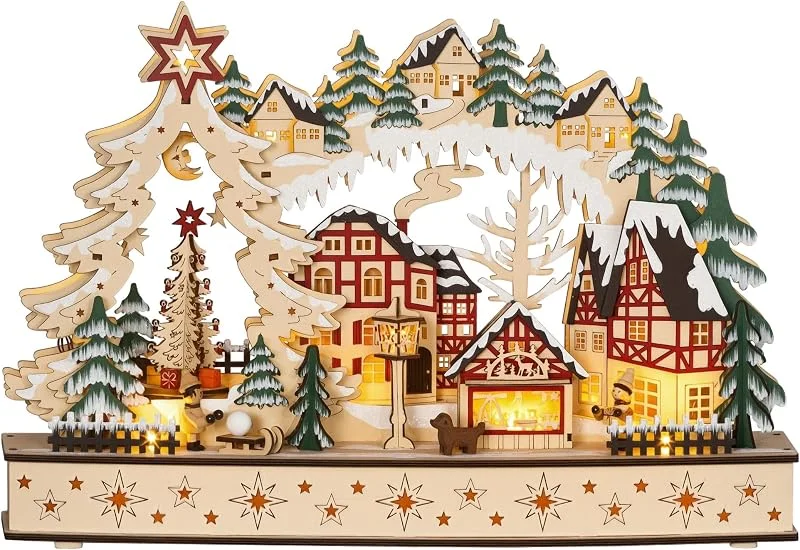 Besuche den HOMCOM-Store HOMCOM Weihnachtsdorf, LED Beleuchtung, Winterdorf, Innen Weihnachtsdeko