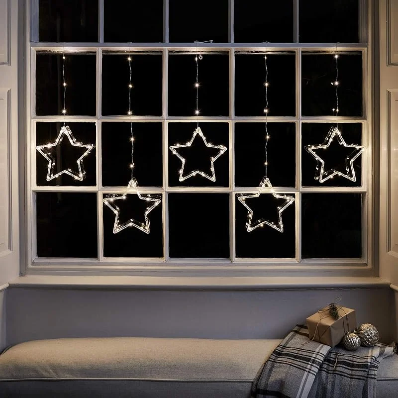 Besuche den Lights4fun-Store Lights4fun 2m 100er Micro LED Sternenvorhang warmweiß Weihnachtsbeleuchtung mit Timer Weihnachtsdeko Fenster