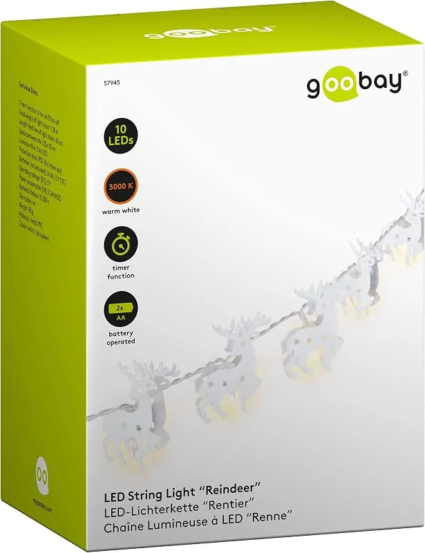 Besuche den goobay-Store LED Rentier Lichterkette 10 LEDs, Timer, Batteriebetrieben, Weihnachtsdeko — Weihnachtsbeleuchtung