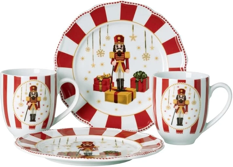 Besuche den Hutschenreuther-Store Hutschenreuther Weihnachten "Christmas Love" red Set 4-teilig bestehend aus: 2 x Teller 22 cm, 2 x Becher mit Henkel 0, 40 l, im Geschenkkarton — Advent und Tisch