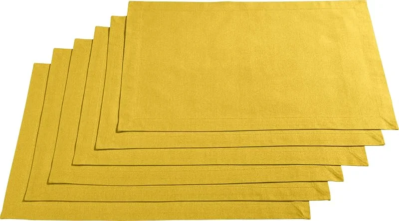 Besuche den REDBEST-Store REDBEST Tischset, Platzset, Untersetzer Uni 6er-Pack Seattle, 100% Baumwolle gelb Größe 30x45 cm - Robustes, glattes Gewebe, mit hochwertigem Kuvertsaum — Küche & Haushalt