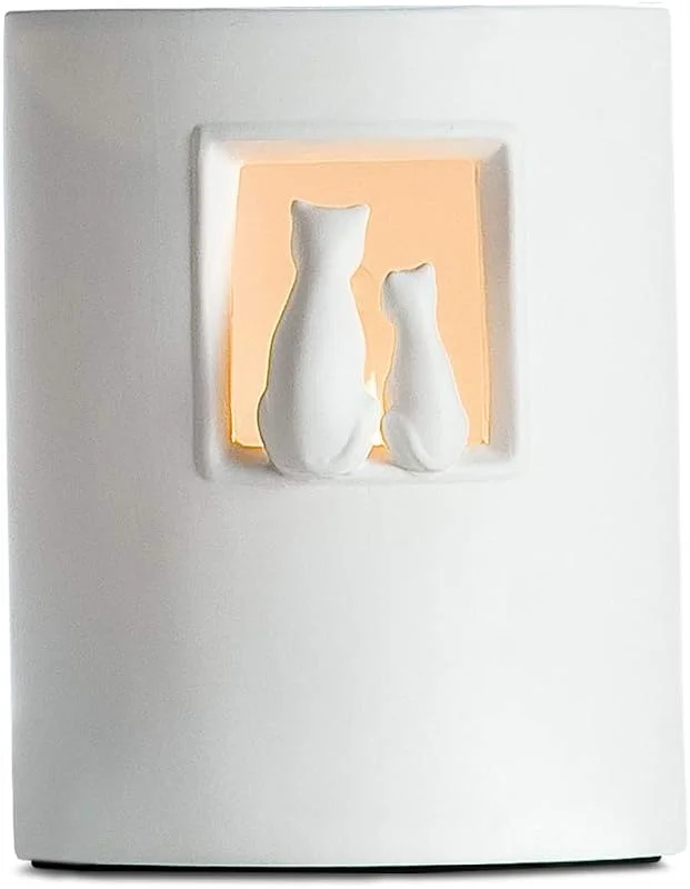 Besuche den GILDE-Store GILDE Tischleuchte Katzenpaar - Porzellan mit Lochmuster, H 22 x B 17, 5 cm — Kerzenlicht Abendessen
