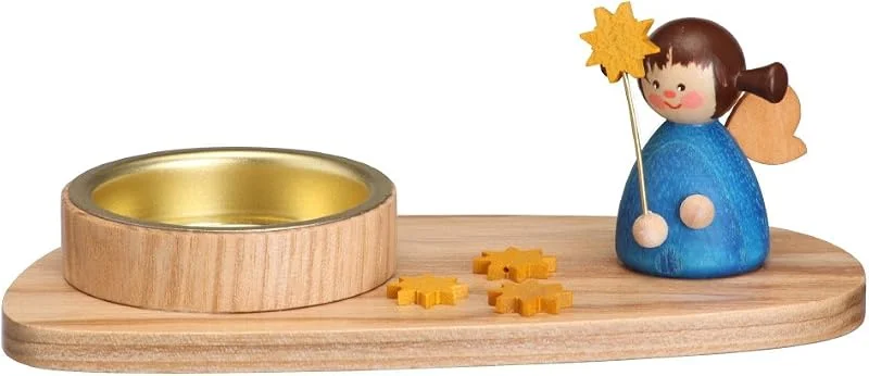 Besuche den Rudolphs Schatzkiste-Store Rudolphs Schatzkiste Teelichthalter Engel mit Stern blau BxHxT 13x4, 5x5, 5cm NEU Weihnachten Kerzensockel Lichthalter Kerzenschmuck Teelicht Tischschmuck Holzschmuck Holz Seiffen Erzgebirge D — Advent und Tisch