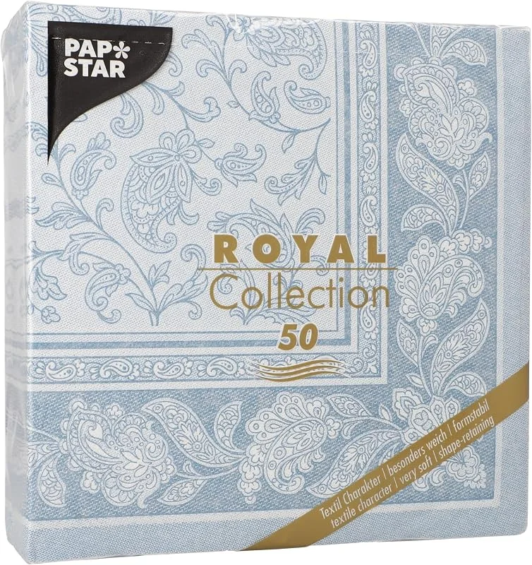 Besuche den PAPSTAR-Store 50 Servietten 'ROYAL Collection' 1, 4-Falz 40 cm x 40 cm arktikblau 'Ornaments' — Advent und Tisch